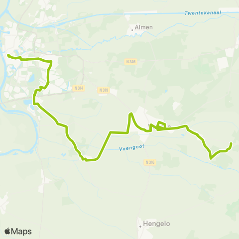 Arriva Zutphen via Wichmond - Kranenburg map