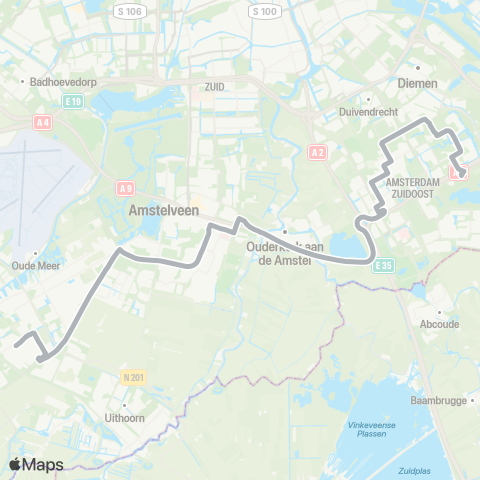 Connexxion Amsterdam Gaasperplas - Aalsmeer Floraholland map
