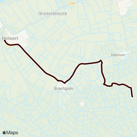 Arriva Hiaure - Holwerd, Prov. Weg map