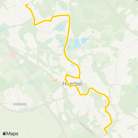 Arriva Hoensbroek via Heerlen - Parkstad Stadion map