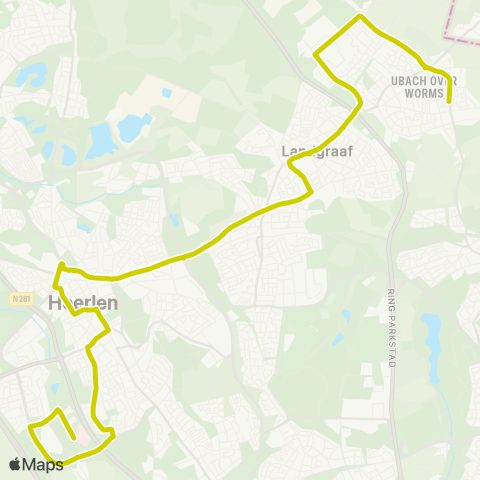 Arriva Ubach over Worms via Heerlen - Zuyderland MC map