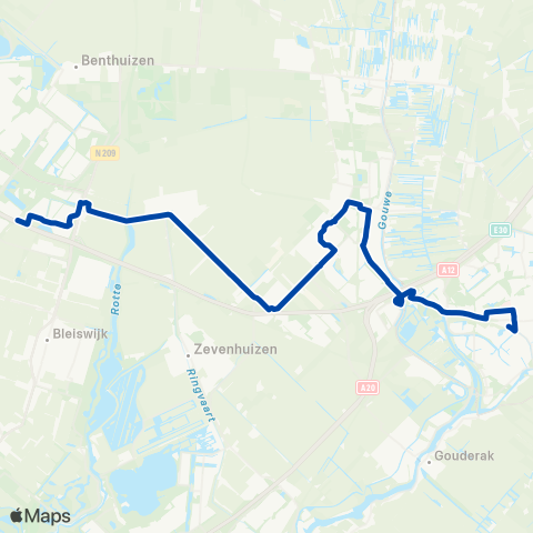 Arriva Gouda via Moerkapelle - Den Haag Centraal map