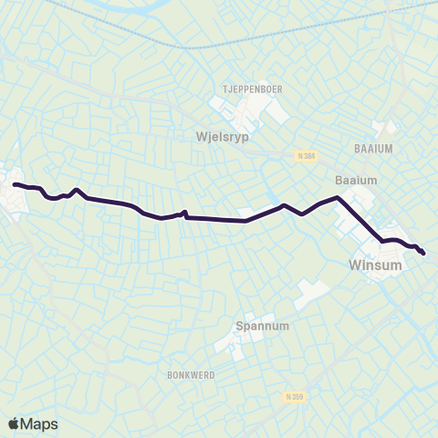 Arriva Tzum, Vrijburgstraat - Winsum, Busstation map