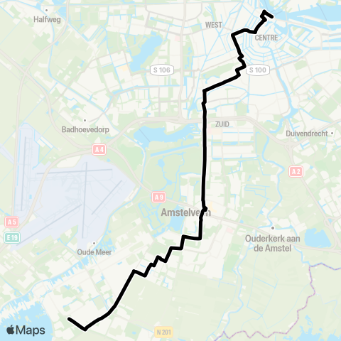 Connexxion Aalsmeer Busstation - Amsterdam CS map
