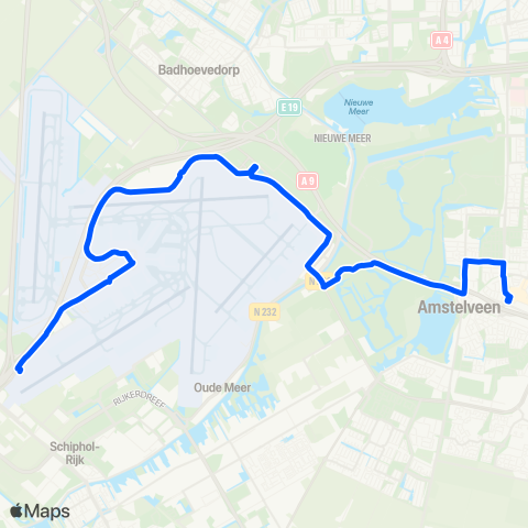 Connexxion Amstelveen Busstation - Schiphol P30 map