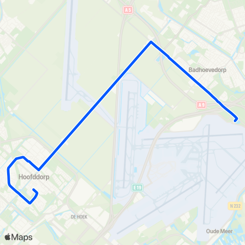Connexxion Hoofddorp Centrum - Schiphol Knooppunt Noord map