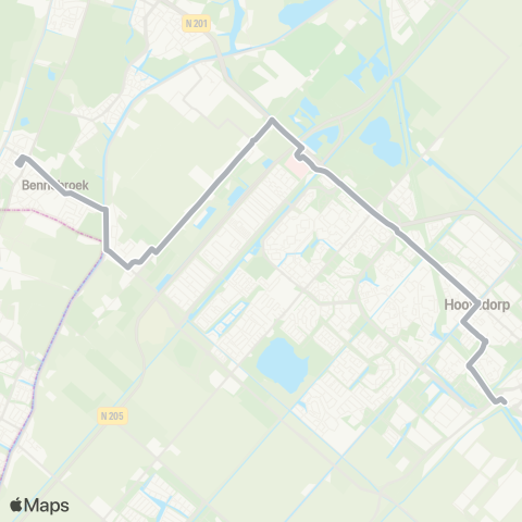 Connexxion Bennebroek Anemonenplein - Hoofddorp Station map