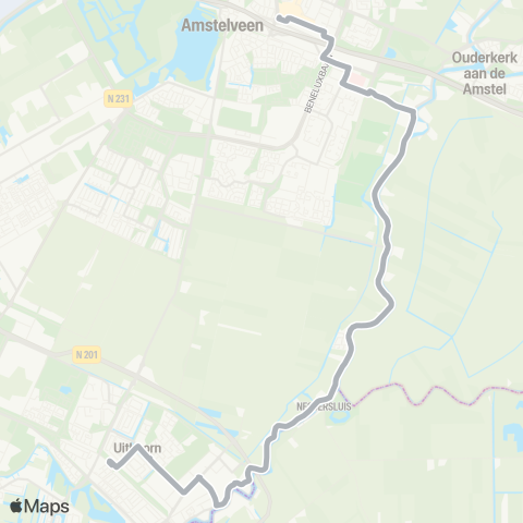Connexxion Amstelveen Busstation - Uithoorn Busstation map