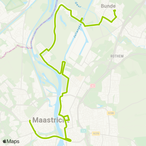 Arriva Maastricht Kon Emmaplein via Borgharen - Bunde map