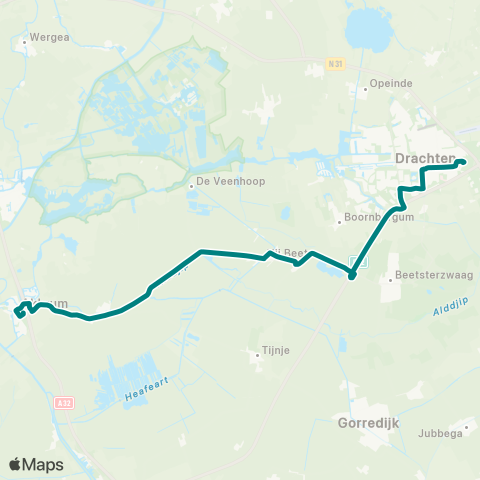 Arriva Akkrum - Drachten map