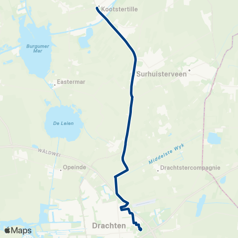 Arriva Kootstertille - Drachten, Transferium Oost map