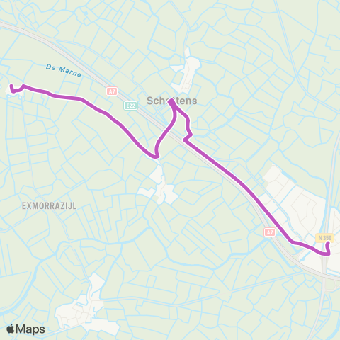 Arriva Schraard - Bolsward,Twibaksdyk map