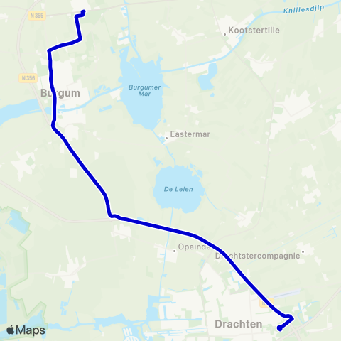 Arriva Noardburgum - Drachten, Transferium Oost map