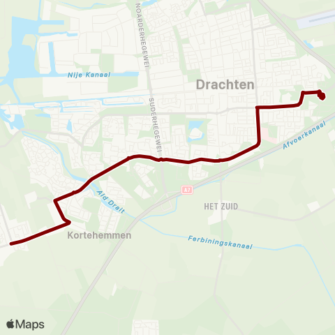 Arriva Boornburgum - Drachten, Transferium Oost map