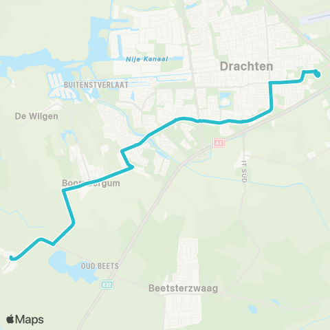 Arriva Nij Beets - Drachten, Transferium Oost map