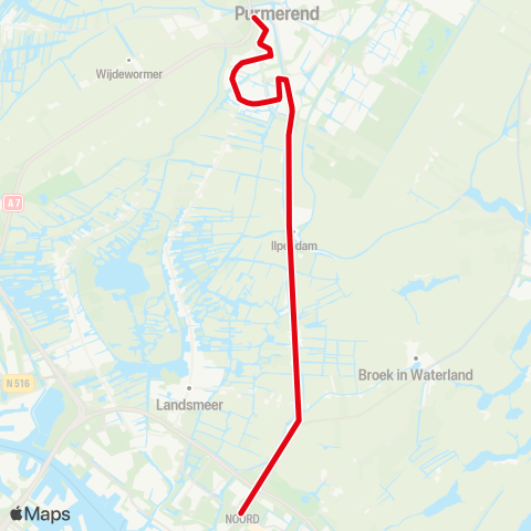 R-net Amsterdam Noord - Purmerend Weidevenne map