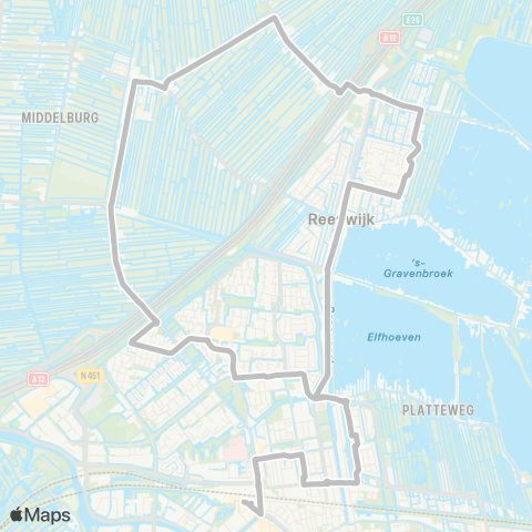 Arriva Gouda via Reeuwijk - Gouda map