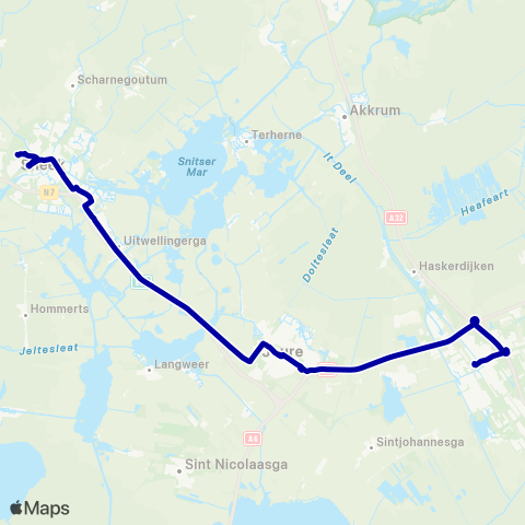 Arriva Sneek - Heerenveen map