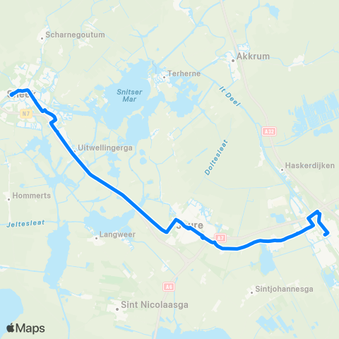 Arriva Sneek - Heerenveen map