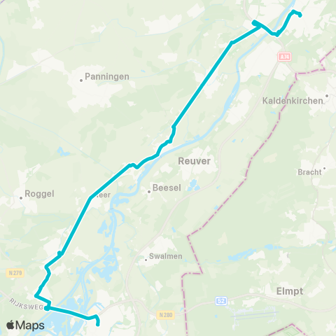 Arriva Venlo via Kessel - Roermond map