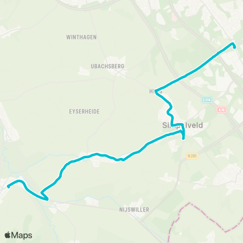 Arriva Gulpen via Simpelveld - Parkstad Stadion map