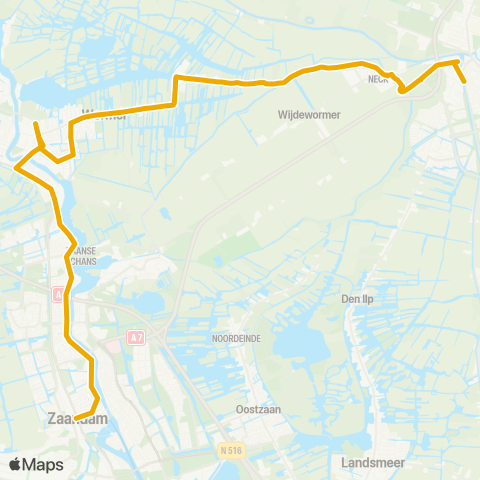 EBS Zaandam via Wormerveer - Purmerend map