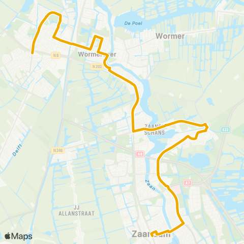 EBS Zaandam via Wormerveer - Krommenie map