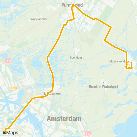 EBS Monnickendam via Purmerend - Amsterdam Sloterdijk map