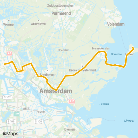 EBS Zaandam via Amsterdam Noord - Marken map