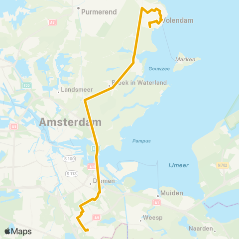 EBS Amsterdam Zuidoost via Edam - Volendam map