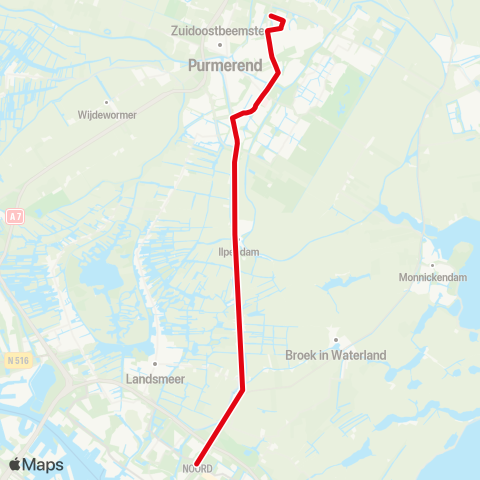 R-net Amsterdam Noord - Purmerend Overwhere map