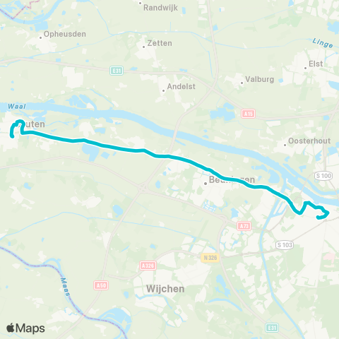 Arriva Druten - Nijmegen map