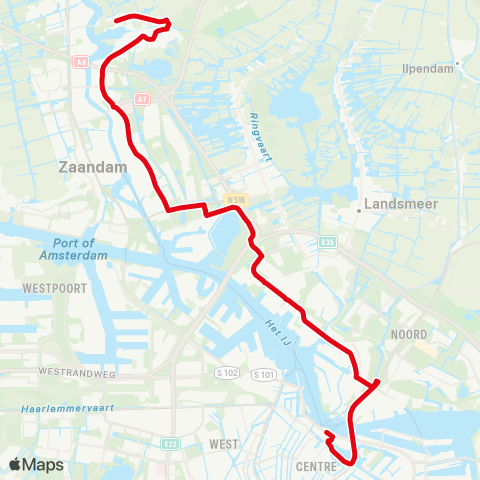 R-net Zaandam Zaanse Schans - Amsterdam Noorderpark map