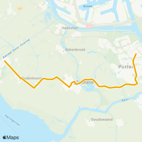 EBS Hellevoetsluis via Zuidland - Spijkenisse map