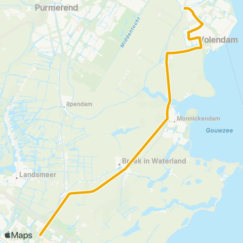 EBS Amsterdam Noord via Volendam - Edam map