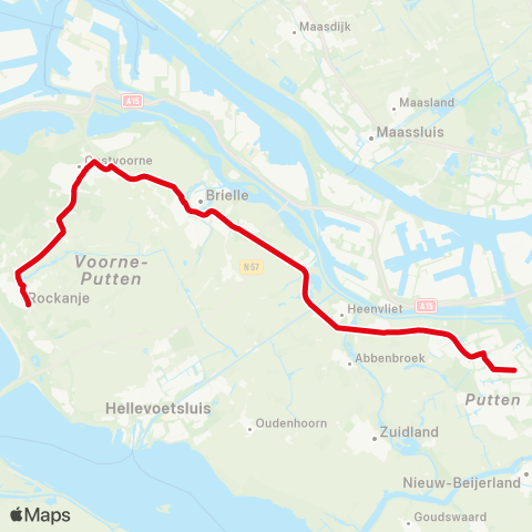 R-net Rockanje via Brielle - Spijkenisse map