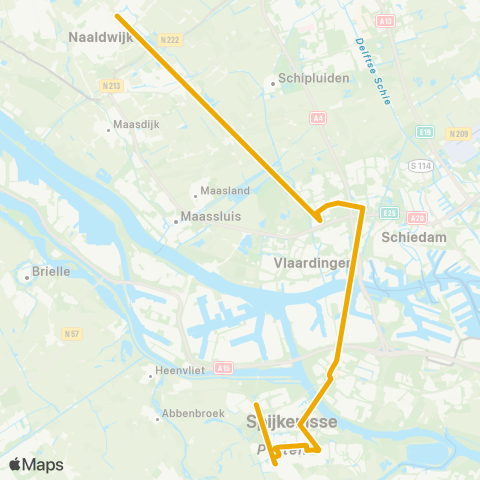 EBS Spijkenisse via Schiedam - Honselersdijk map