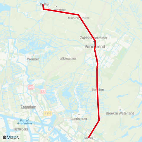 R-net Amsterdam Centraal via Purmerend - De Rijp map