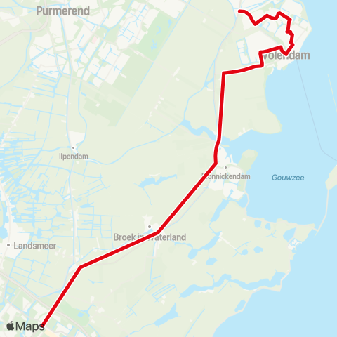 R-net Amsterdam Centraal via Volendam - Edam map