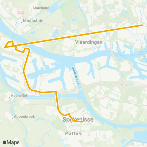 EBS Schiedam via Rozenburg - Spijkenisse map