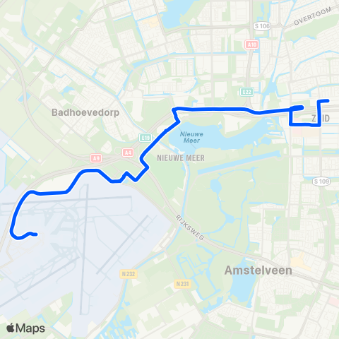 Connexxion Schiphol Airport - Amsterdam Station Zuid map