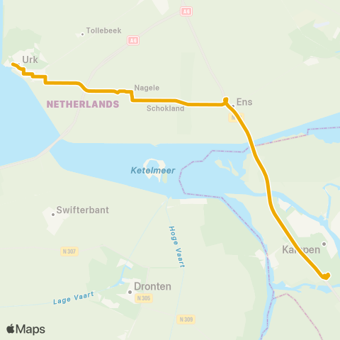 EBS Urk via Nagele - Kampen Zuid map