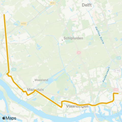 EBS Schiedam via Maassluis - Honselersdijk map