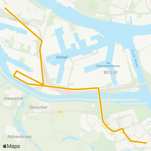 EBS Rozenburg via Botlek Distripark - Spijkenisse map