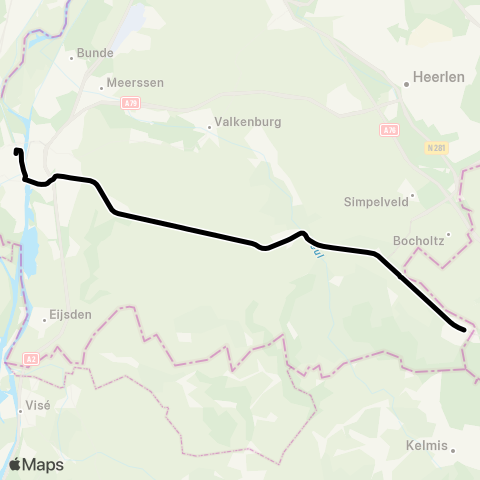 Arriva Boschstraat - Vaals (Borrelbus) map