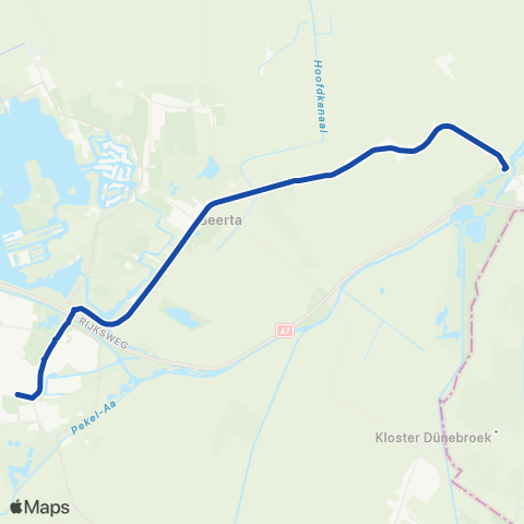 Arriva Snelbus ipv trein Bad Nieuweschans <-> Winschoten map