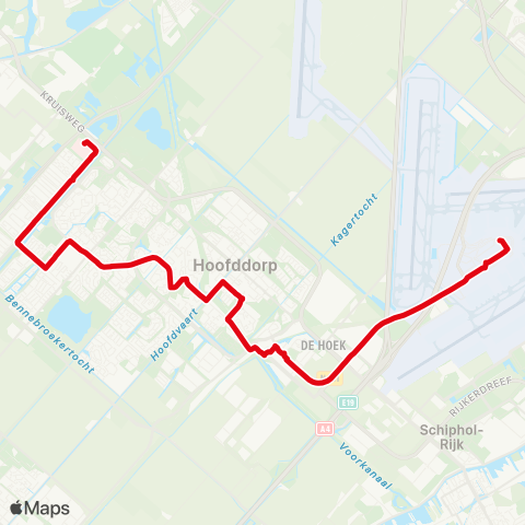 R-net Hoofddorp Spaarne Gasthuis - Schiphol Airport map