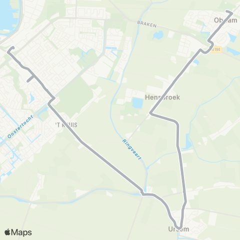 Overal Obdam - Heerhugowaard via Ursem map