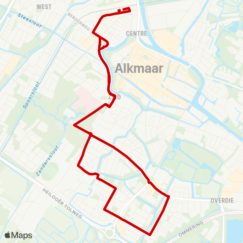 Overal Alkmaar Station - Kooimeer - Alkmaar Station map