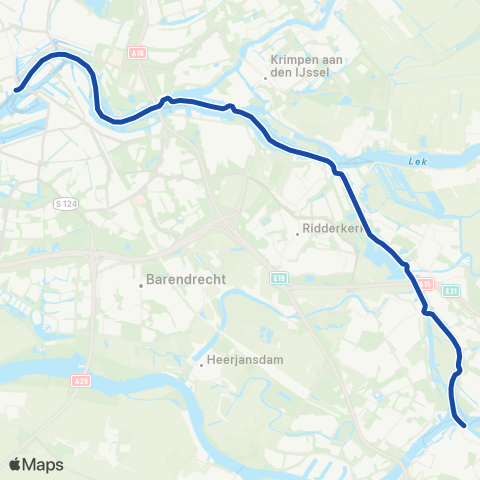 Waterbus Dordrecht, Merwekade - Rotterdam, Erasmusbrug map